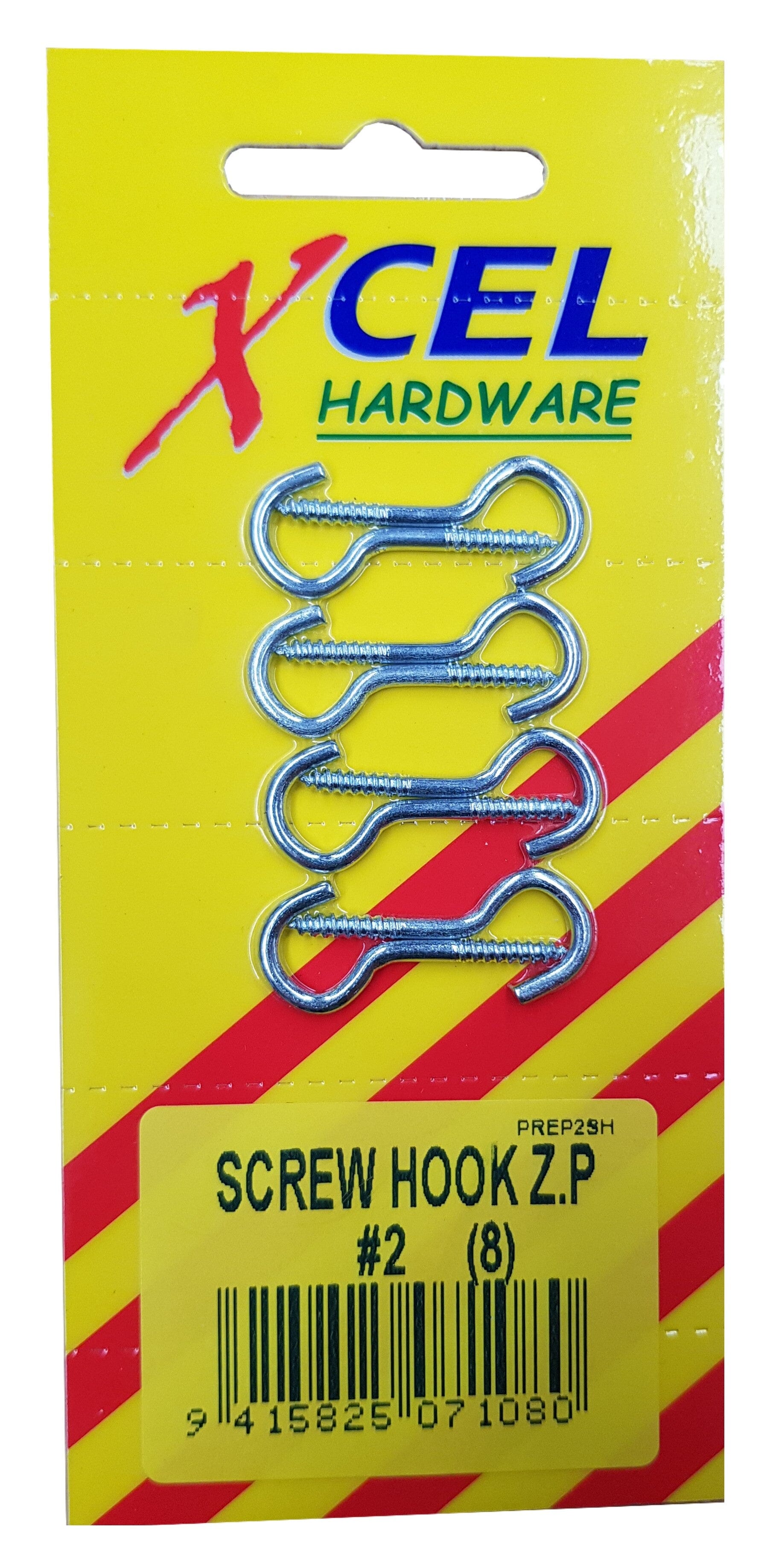 Xcel Screw Hooks ZP #2 8-pce 31mm x 2.1mm Carded