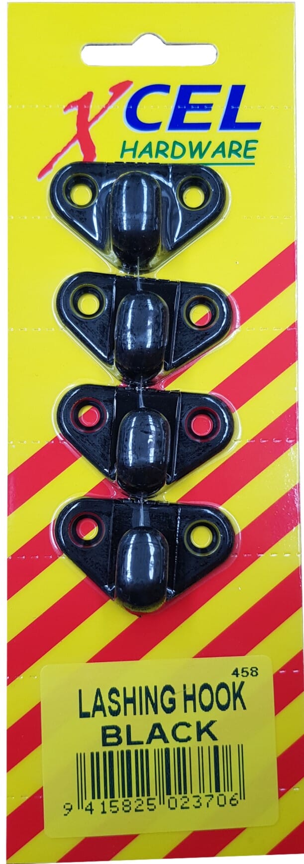 Xcel Plastic Lashing Hook HM0X 4-pce Black Carded