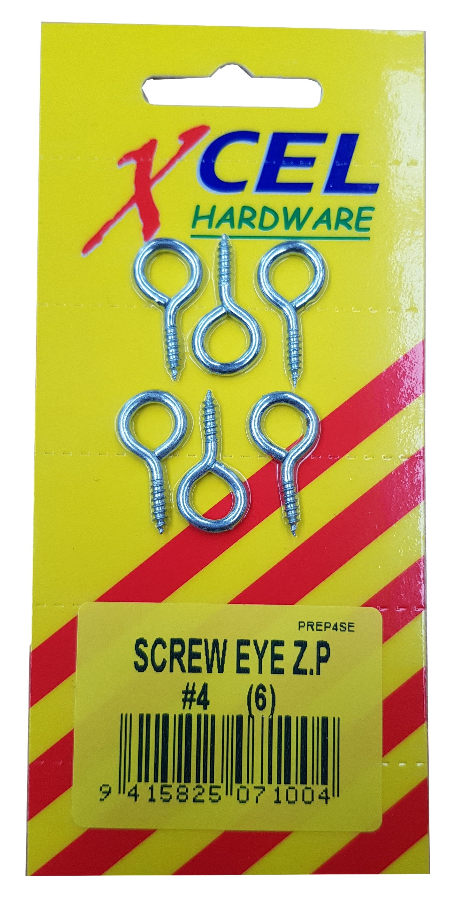 Xcel Screw Eyes ZP #4 6-pce 25mm x 2mm Carded