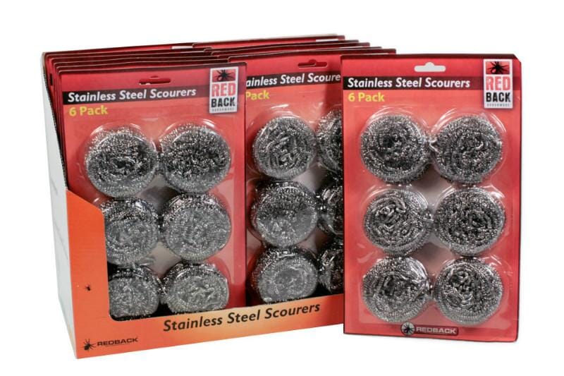 Redback Stainless Steel Scourers 6-pce