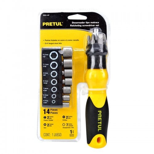 Pretul Ratchet Screwdriver Set - 6 Bits & 7 Sockets 13-pce