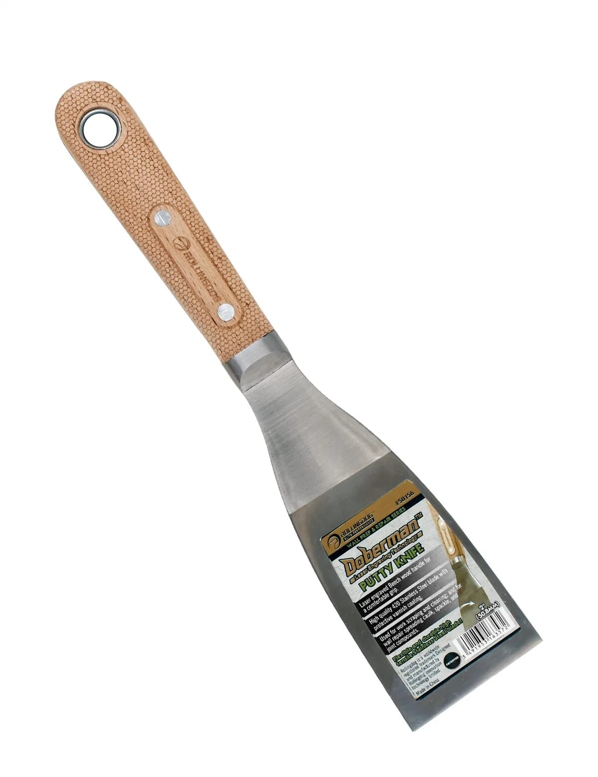 Rolling Dog Putty Knife Flexible 50mm Wooden Handle