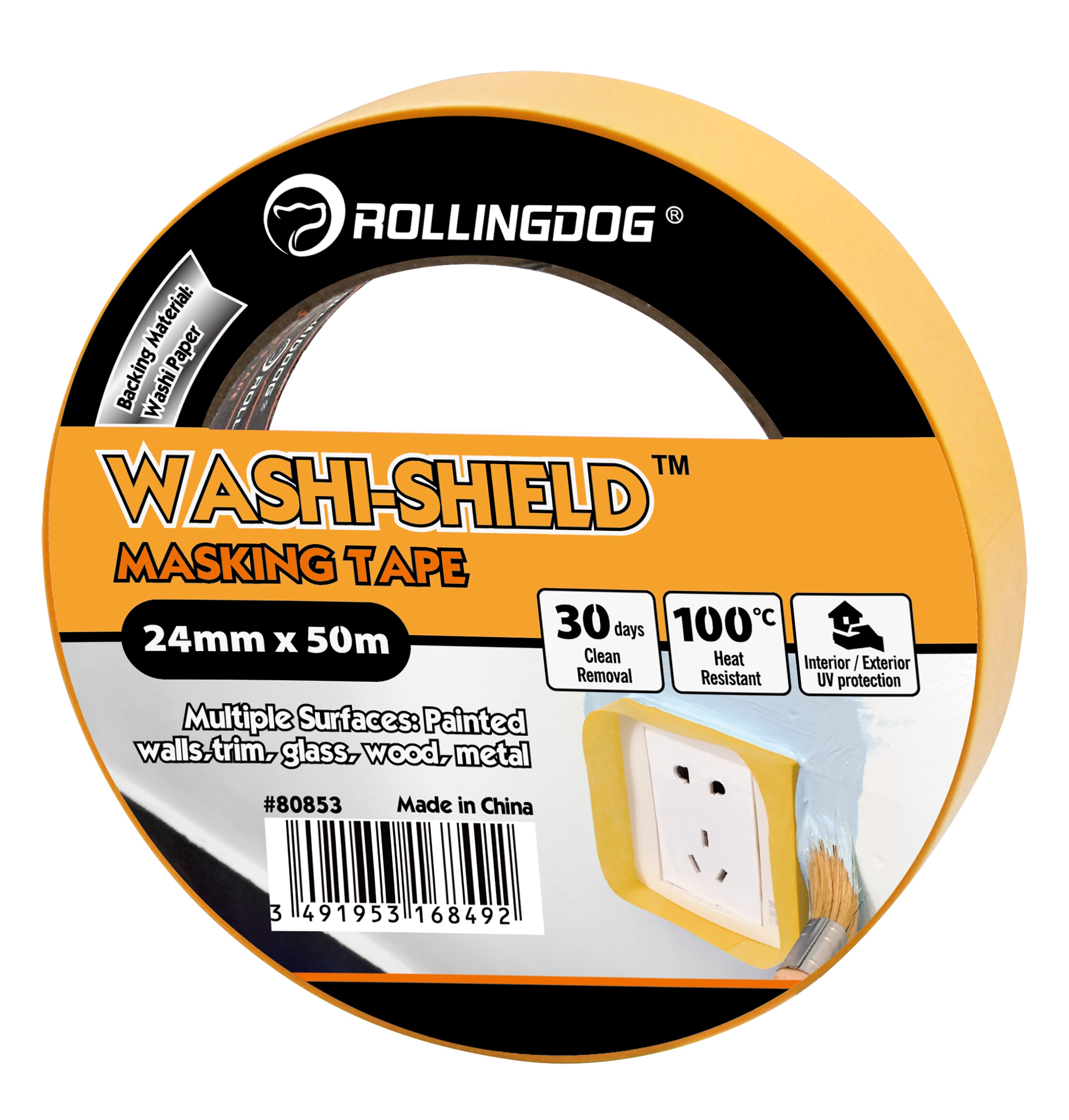 Rolling Dog Masking Tape Washi 50m Roll 24mm