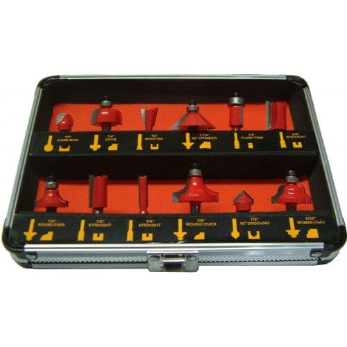 Xcel Router Bit Set In Aluminium Case 1/4"Shank 12-pce