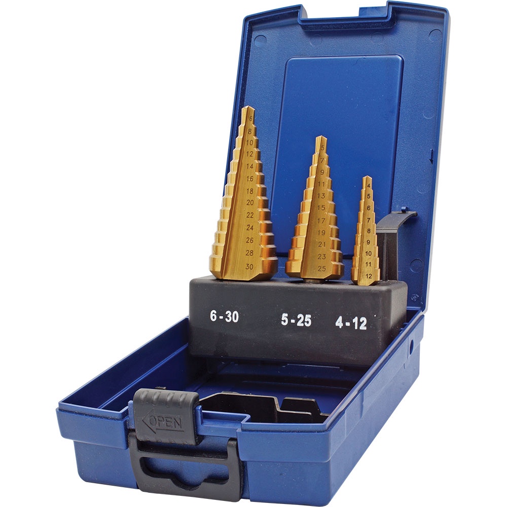 Holemaker 3pc Straight Flute Step Drill Set-4-30mm