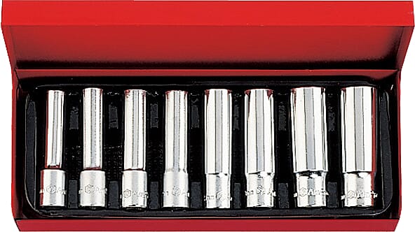 AmPro Socket Set Deep 1/2"Dr 12-23mm 6pt 8pc (Sockets Only)