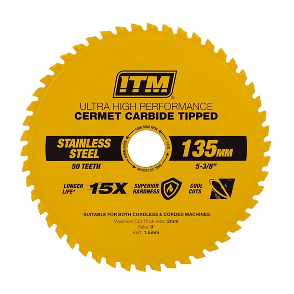 ITM 135mm SS Metal Cutting Blade Cermet Carbide Tipped 50T