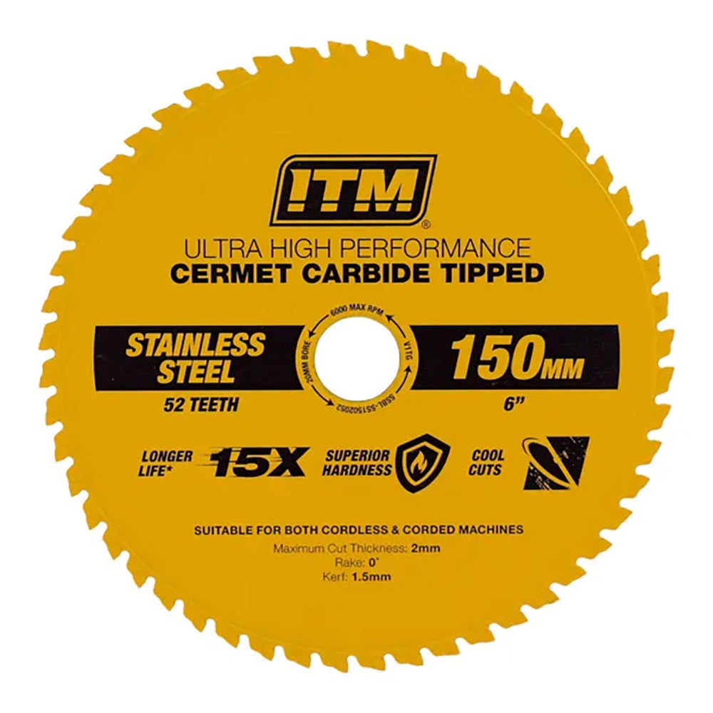 ITM 150mm SS Metal Cutting Blade Cermet Carbide Tipped 52T