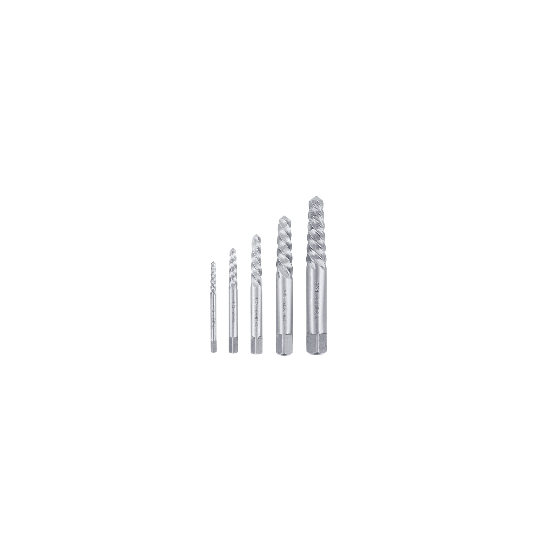 Truper Screw Extractor Set Chrome Steel 5-pce 3mm-19mm