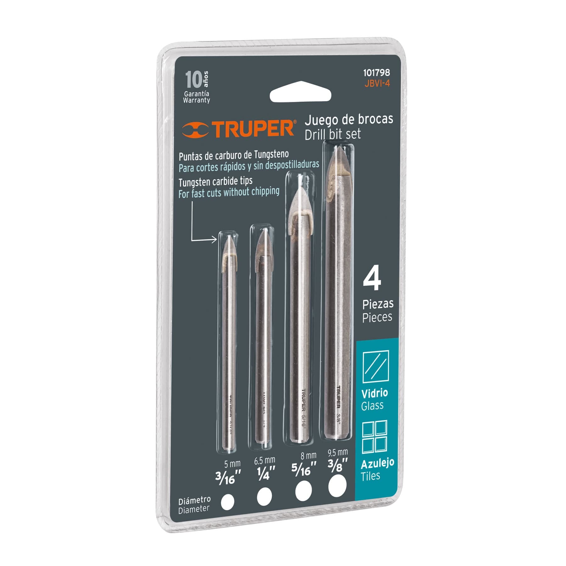 Truper Glass & Tile Drill Set 3/16"