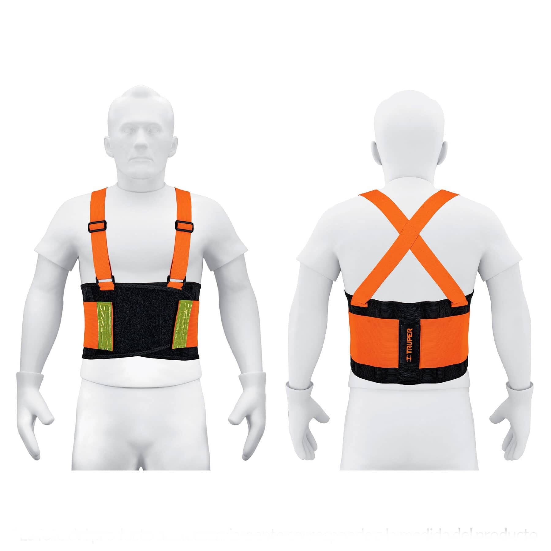 Truper Support Belt Large with High Visibility Tape 38-44"