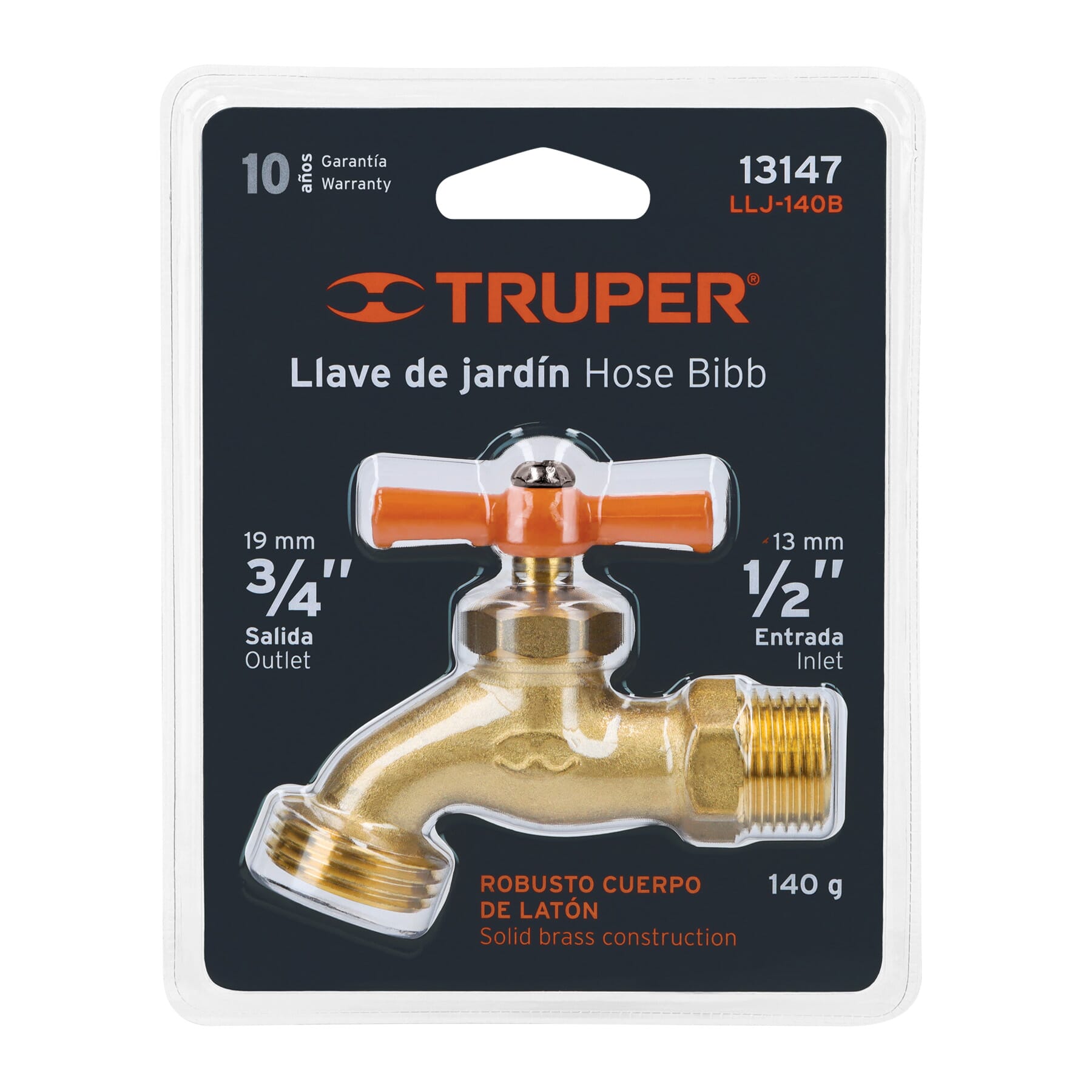 Truper Hose Tap - Unpolished Brass Standard type 15mm