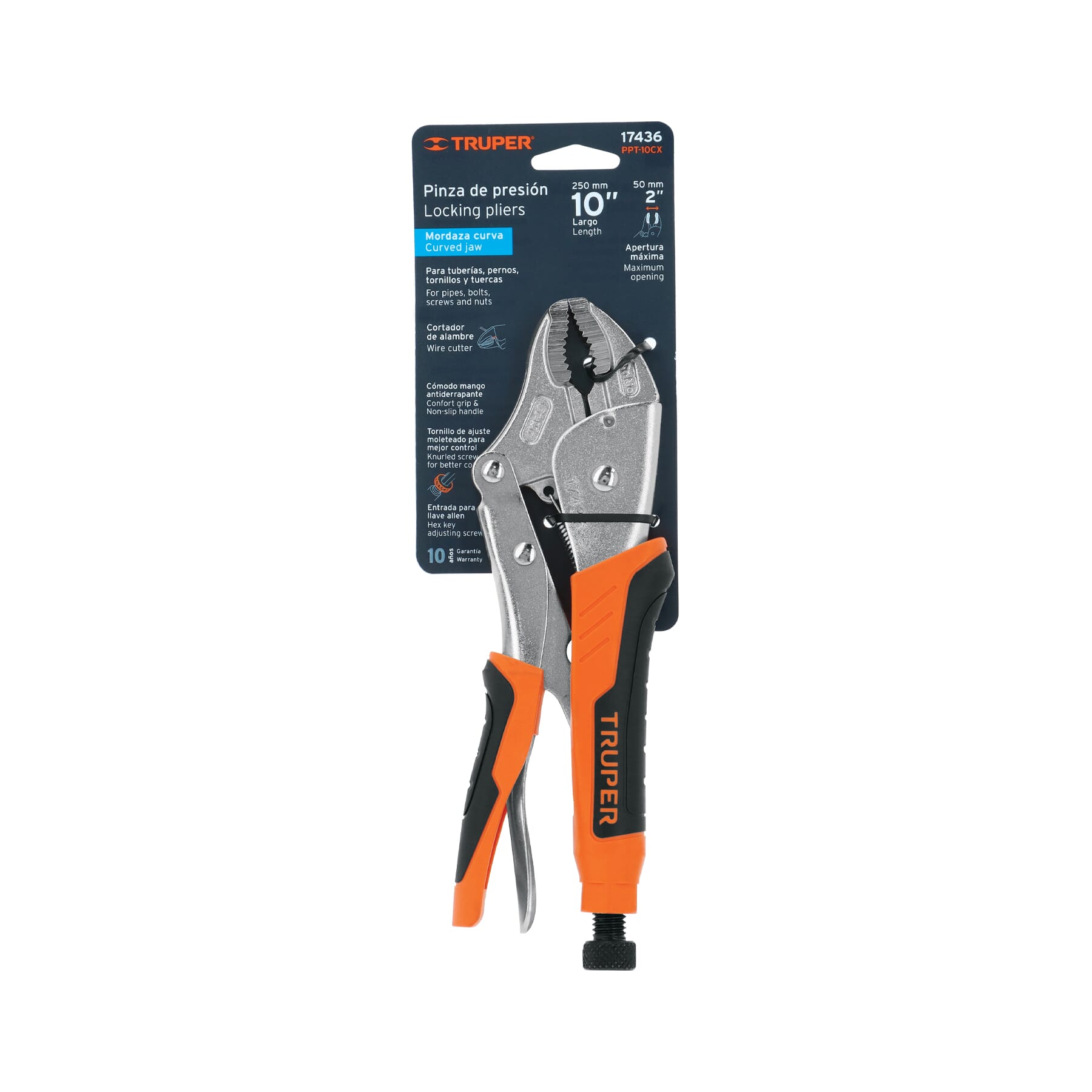 Truper Lock Grip Plier Insulated - Curved Jaw 250mm