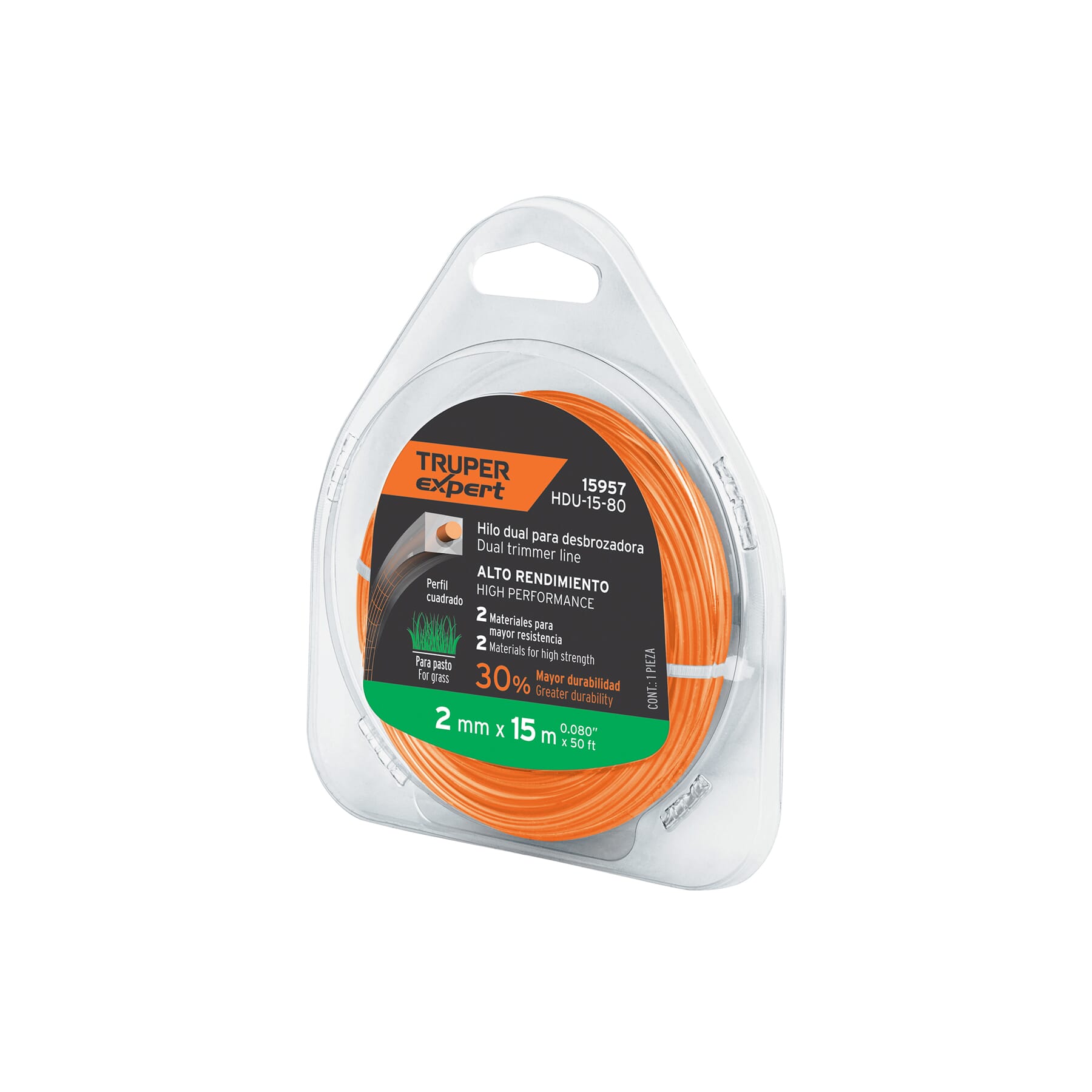 Truper Weed Trimmer Line Heavy Duty - Square 15m 2mm