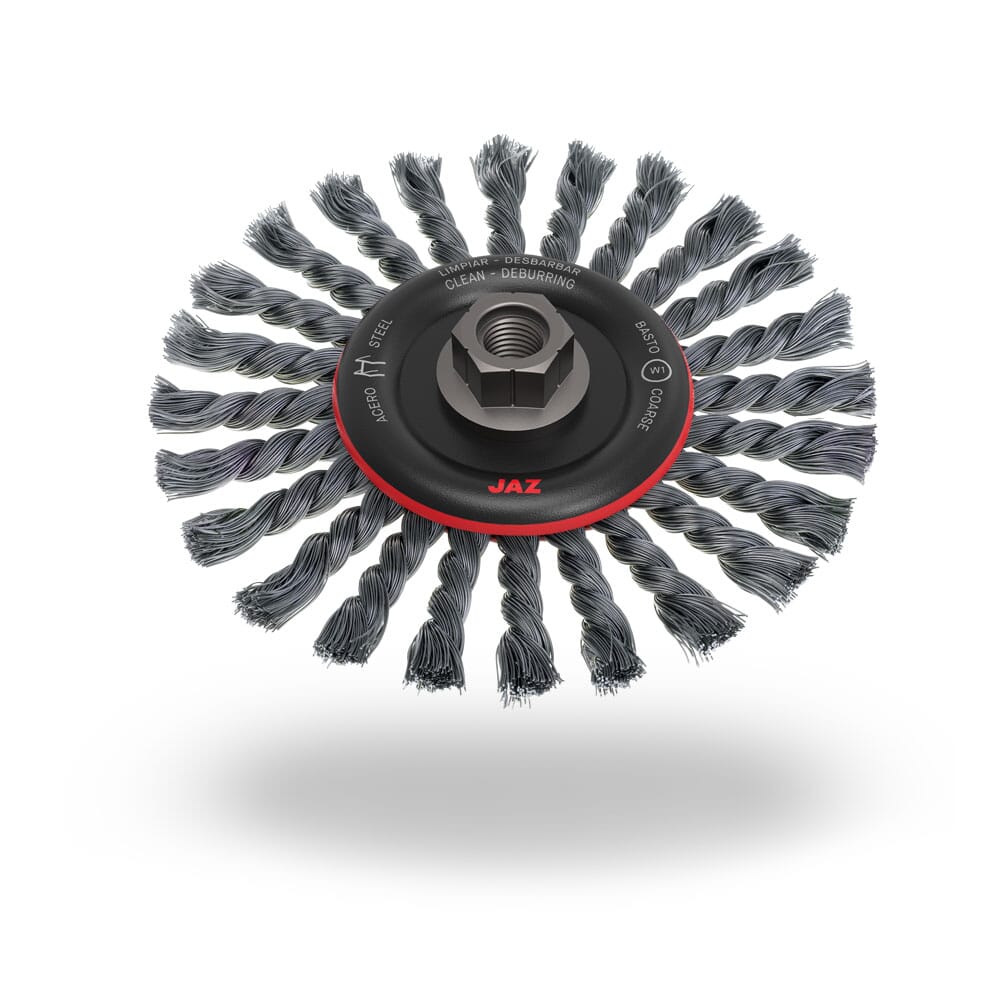 Jaz Wire Wheel Twist Knot 175mm x 10mm x 0.5mm - 22mm Arbor Hole - Grey Steel (WHEW-1701)