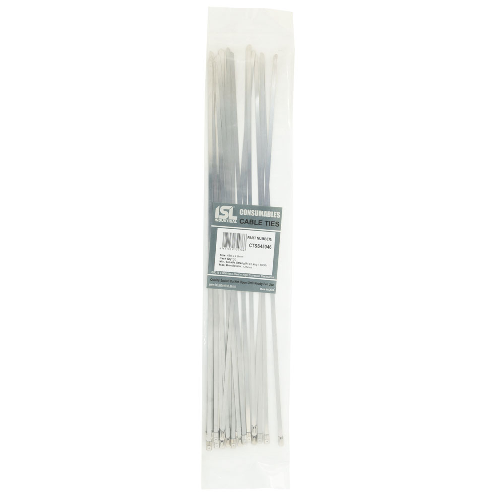 ISL 450 x 4.6mm 316 Stainless Cable Tie - 20pk